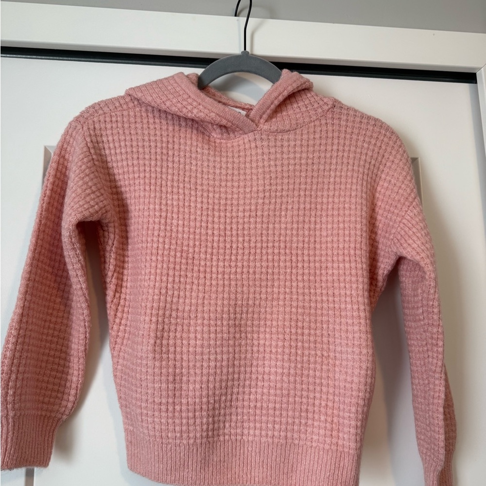 GAP Pink Textured Knit Hoodie Sweater